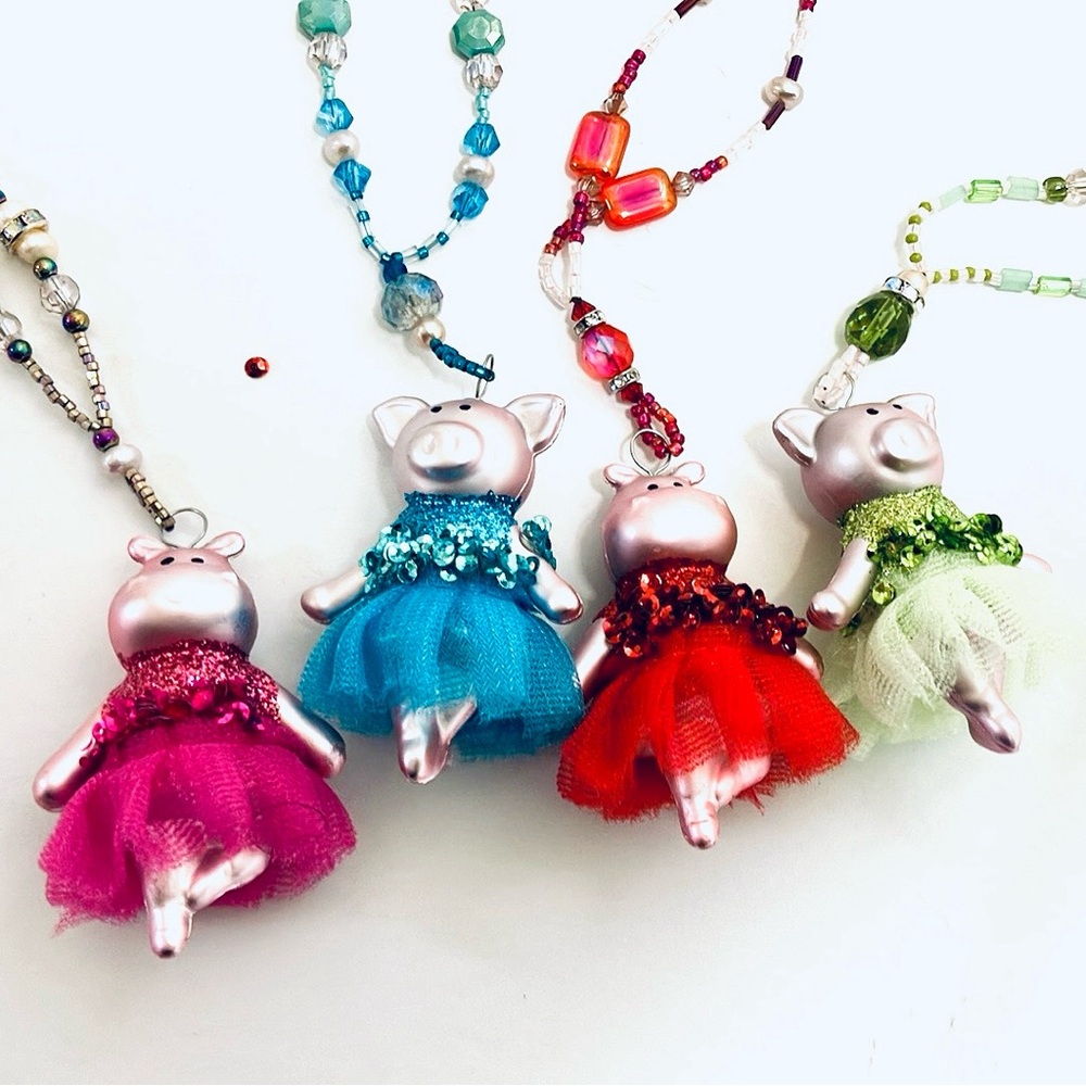 Prima Hippo Magenta Artisan Ballerina Necklace